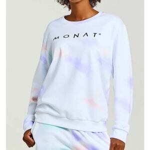 MONAT Pastel Tie-Dye Sweatshirt - White - 100% Cotton Size Small